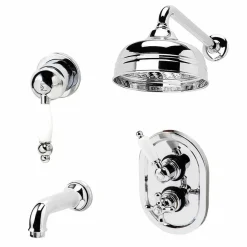 Grifo De Baño-ducha Termostática Empotrable Retro Con Accesorios Bronce Envejecido – 40049440 – Galindo – LuxCover