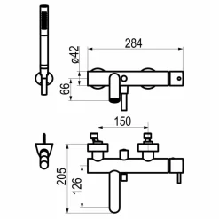 Grifo De Baño-ducha Trama Cromo Con Accesorios De Ducha – 4971000 – Galindo