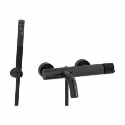 Grifo De Baño-ducha Trama Cromo Negro Cepillado Con Accesorios De Ducha – 4971036 – Galindo – LuxCover