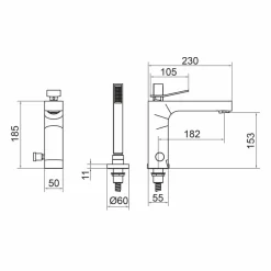 Grifo De Batería Baño-ducha – Wave – 7900500 – Galindo