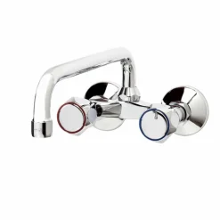 Grifo De Cocina Bimando De Pared Caño Recto Elipse Caño Tubo 16 Cm – 3833100 – Galindo