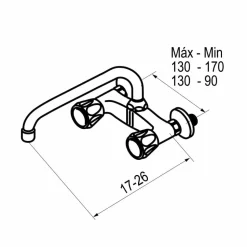 Grifo De Cocina Bimando De Pared Caño Recto Elipse Caño Tubo 16 Cm – 3833100 – Galindo