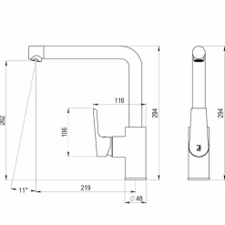 Grifo De Cocina Caño 90 Negro – Aroha – 4608816 – Galindo