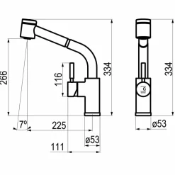 Grifo De Cocina Caño Alto Con Ducha Extensible Theo 1 Función – 8649600 – Galindo