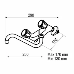 Grifo De Cocina De Pared Caño Inferior Elipse – 3833300 – Galindo