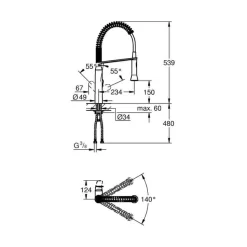 Grifo De Cocina Monomando De Fregadero Cromo – K7 – Grohe – 31379000