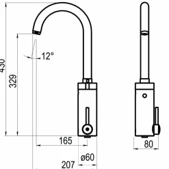 Grifo De Cocina Theo Elec Caño Curvo Transformador – 79331 – Galindo