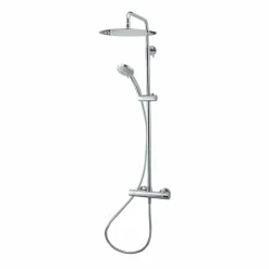 Grifo De Ducha Termostática Con Columna Pysa Lux Blanco Rociador 300 Mm – 50059502 – Galindo – LuxCover
