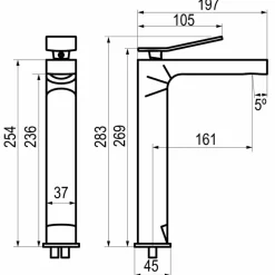 Grifo De Lavabo Alto Con Desagüe – Wave – 7944500 Galindo