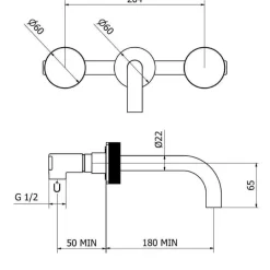 Grifo De Lavabo Empotrado A Pared Sistema Eco-Green – Vitaly – Martelli