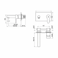 Grifo De Lavabo Monomando Mural Cromo – Zip Plus 2.0 – Galindo – 2155600