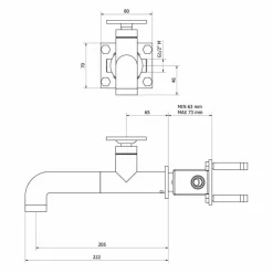 Grifo De Lavabo Mural Estilo Industrial – Strem – 7965400 – Galindo