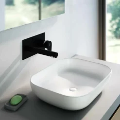 Grifo De Lavabo Mural Negro – Aroha – Galindo – 4605616