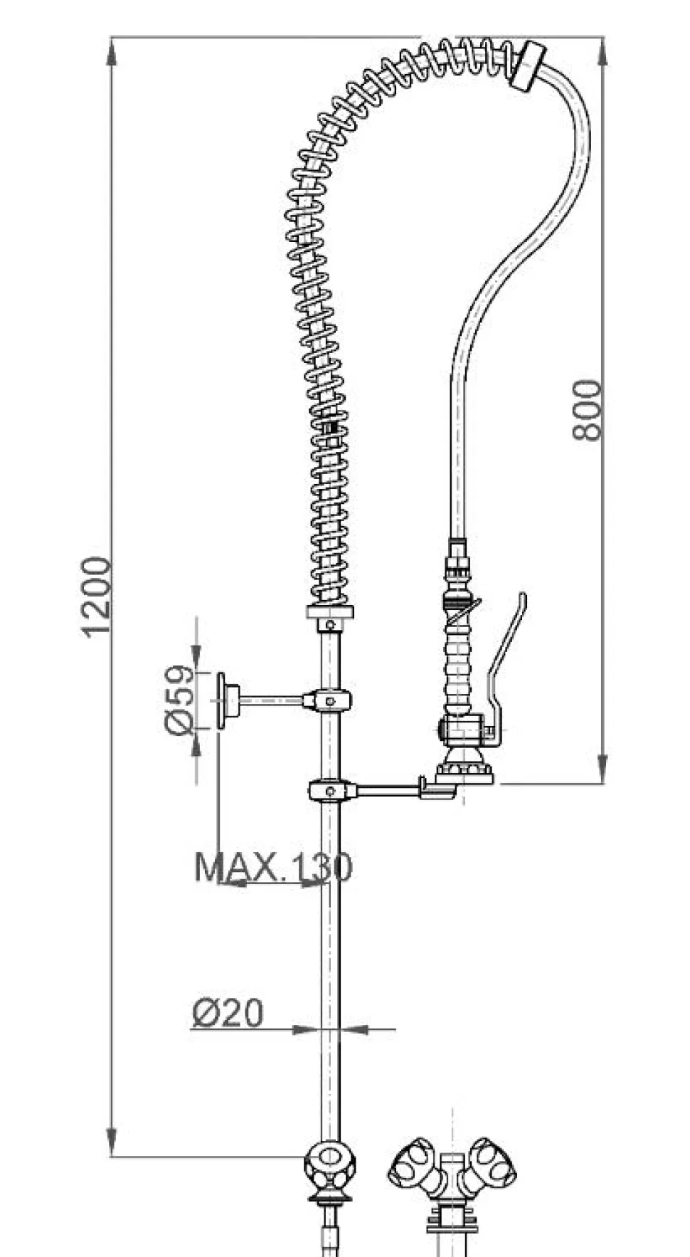 Grifo Encimera Tipo Ducha Dos Aguas – 07102.2.B – Nofer