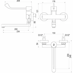 Grifo Gerontológico Lavabo Mezclador Aroha Mural – PrestoEquip – 46010PG