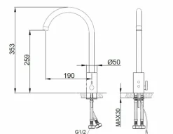 Grifo Mezclador Electrónico Fregadero – 07262M.B – Nofer
