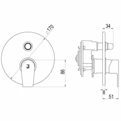 Grifo Monomando Aroha Mecanismo Baño-ducha + Caja Universal Empotrable Mezcladora – 460M200 – Galindo
