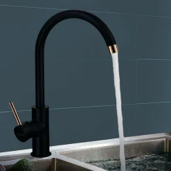 Grifo Monomando Cocina Fregadero Negro Oro Rosa – Zenit – Llavisan – L166054
