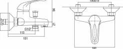 Grifo Monomando De Bañera Base Cromo – 01BAS400CR – AQG