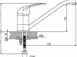 Grifo Monomando De Fregadera Caño Inclinado Gala R – 05GAL520CR – AQG