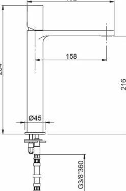 Grifo Monomando De Lavabo Alto Tube Cromo/Negro – 01TUB120NC – AQG