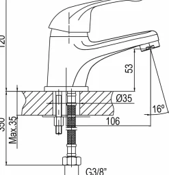 Grifo Monomando De Lavabo Base Cromo C/ Cartucho Economizador – 01BAS101CR – AQG