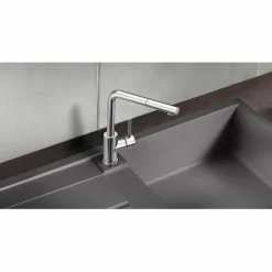 Grifo Monomando De Cocina Con Caño Alto Y Extraible Mila-S – Blanco