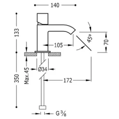 Grifo Monomando Lavabo Cromo – Cuadro – Tres Grifería