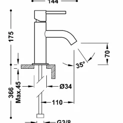 Grifo Monomando Para Lavabo STUDY – Tres Grifería