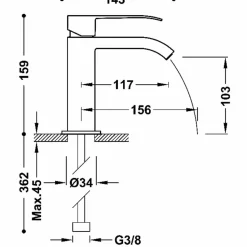 Grifo Monomando Para Lavabo Con Salida Del Agua En Cascada – Cuadro – Tres Grifería