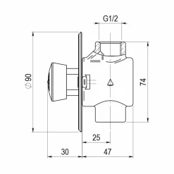 Grifo Temporizado Ducha Empotrada Un Agua Accionamiento Mediante Pulsador PRESTO 55 Plano Cromo – 55020 – Presto Iberica