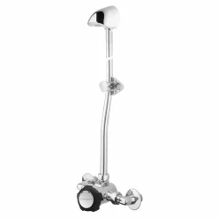 Grifo Temporizado Ducha Vista Mezclador Accionamiento Mediante Pulsador. Conjunto Alpa 80 Con Rociador Antivandálico (con Racores) – 98922 – Presto Iberica