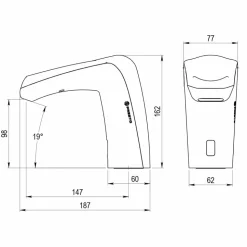 Grifo Temporizado Lavabo Un Agua Repisa Por Sensor Accionamiento Mediante Sensor. PRESTO Domo Sensia L – 79011 – Presto Iberica