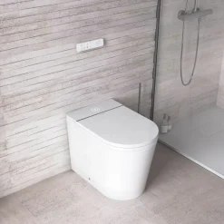 Inodoro A Suelo Con Cisterna Incorporada Con Función De Lavado Agua Fria Y Caliente Smart Toilet Con Display Blanco – Rada + – Mizubath -HNMRADA0010024