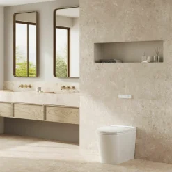 Inodoro A Suelo Con Cisterna Incorporada Con Función De Lavado Agua Fria Y Caliente Smart Toilet Con Display Blanco – Rada + – Mizubath -HNMRADA0010024