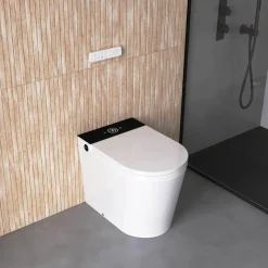Inodoro A Suelo Con Cisterna Incorporada Con Función De Lavado Agua Fria Y Caliente Smart Toilet Con Display Negro – Rada + – Mizubath – HNMRADA0010023