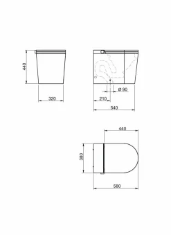 Inodoro A Suelo Con Cisterna Incorporada Con Función De Lavado Agua Fria Y Caliente Smart Toilet Con Display Negro – Rada + – Mizubath – HNMRADA0010023