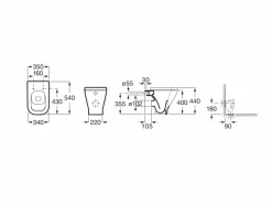 Inodoro Adosado A Pared Con Salida Dual (incluye Taza Rimless Y Tapa De Supralit®) – The Gap Square – Roca – A347737000/A80147000B