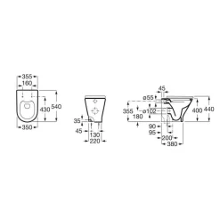 Inodoro Adosado A Pared Con Salida Dual (incluye Taza Rimless Y Tapa) – The Gap – Roca – A3470N7000/A801D10001