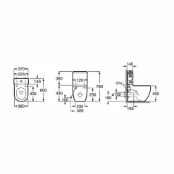 Inodoro Completo Altura Confort Adosado A Pared Con Salida Dual (incluye Taza, Cisterna De Alimentación Inferior Y Tapa De Supralit®) – Roca – Meridian A34224C00U/A341242000/A8012AB00B