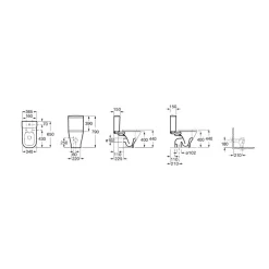 Inodoro Completo Rimless Con Salida Dual (incluye Taza, Cisterna De Alimentación Lateral Y Tapa De Supralit®) – The Gap Square – Roca – A342479000/A341471000/A801470004