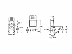 Inodoro Completo Rimless Compacto Adosado A Pared Con Salida Dual (incluye Taza, Cisterna De Alimentación Inferior Y Tapa De Supralit®) – The Gap Square – Roca – A34273700H/A341730000/A80173000B
