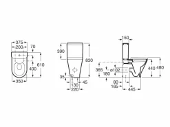 Inodoro Completo Rimless De Tanque Bajo De Altura Confort (incluye Taza, Cisterna De Alimentación Inferior Y Tapa Amortiguada) – The Gap Round – Roca – A3420NJ000/A3410N0000/A801D22001