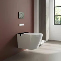 Inodoro Suspendido Con Función De Lavado Agua Fria Y Caliente Smart Toilet Con Display Negro – Rada – Mizubath – HNMRADA0010011