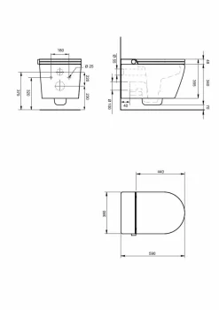 Inodoro Suspendido Con Función De Lavado Agua Fria Y Caliente Smart Toilet Con Display Negro – Rada – Mizubath – HNMRADA0010011