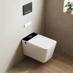 Inodoro Suspendido Con Función De Lavado Agua Fria Y Caliente Smart Toilet Con Display Negro – Isla – Mizubath – HNMISLA0010011