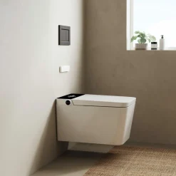 Inodoro Suspendido Con Función De Lavado Agua Fria Y Caliente Smart Toilet Con Display Negro – Isla – Mizubath – HNMISLA0010011