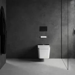 Inodoro Suspendido Con Función De Lavado Agua Fria Y Caliente Smart Toilet Con Display Negro – Isla – Mizubath – HNMISLA0010011