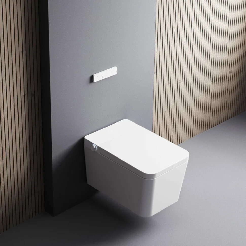 Inodoro Suspendido Con Función De Lavado Agua Fria Y Caliente Smart Toilet Con Display Blanco – Isla – Mizubath – HNMISLA0010012