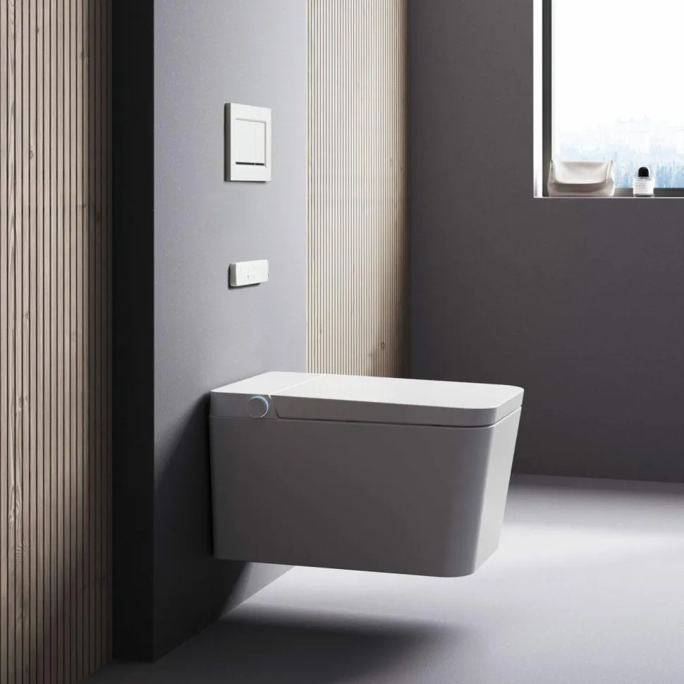 Inodoro Suspendido Con Función De Lavado Agua Fria Y Caliente Smart Toilet Con Display Blanco – Isla – Mizubath – HNMISLA0010012